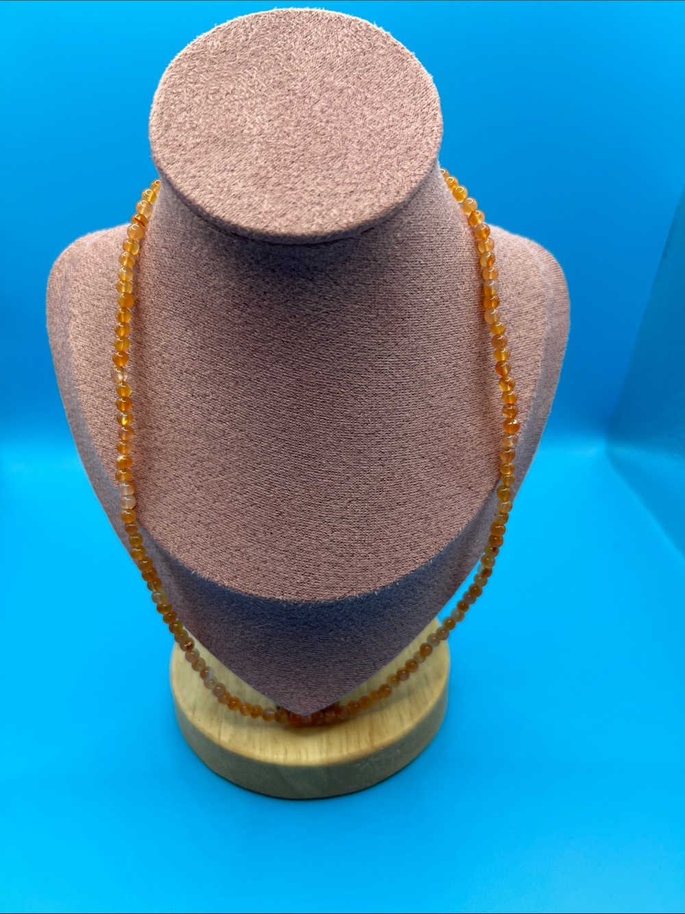 Carnelian Bead Necklace - Classic Orange Strand w/ sterling silver clasp
